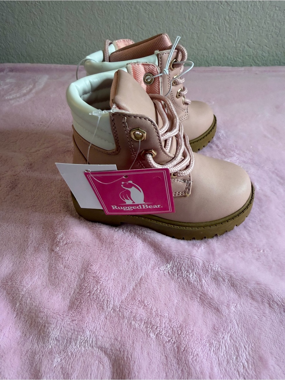 Kids Pink Lace-Up Hiking Boots
